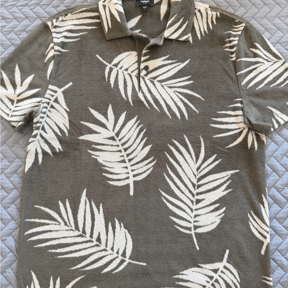 Express Olive Leaf Pattern Polo Shirt